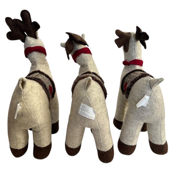 Ellsworth Avenue Weighted Reindeer Plush Decor 15" Tall Set of 3 - Picture 3 of 9